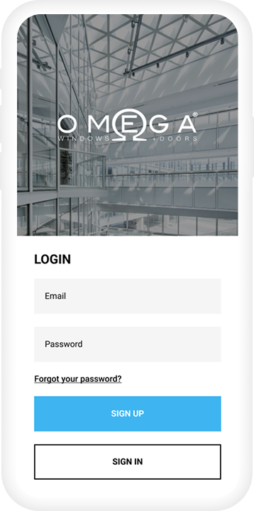 Omega Windows mobile app shown on a phone