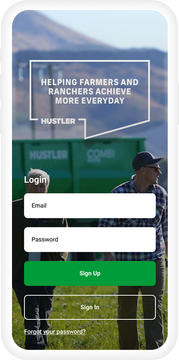 Farm management mobile app shown on a phone